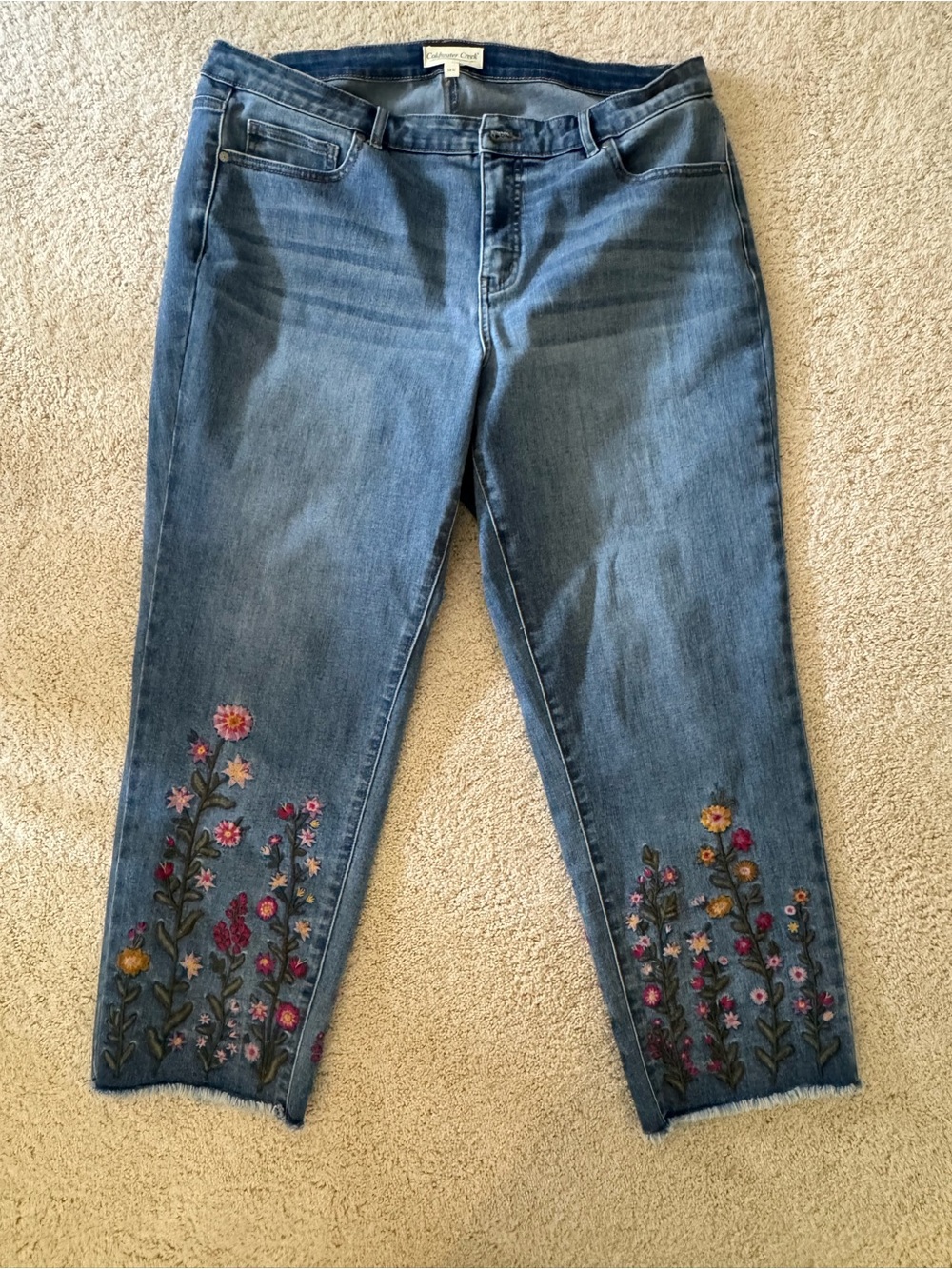 Coldwater Creek Women's Plus Embroidered Floral Jeans